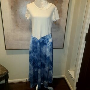 MSK Blue Asymmetrical Wrap Maxi Skirt